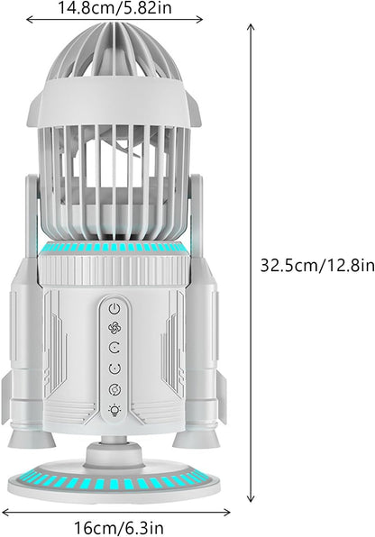 Multifunctional Creative RGB Colorful Mute Rocket Desktop Fan Ornaments